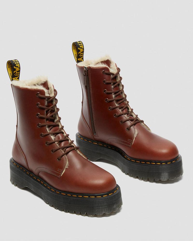 Men's Dr Martens Jadon Faux Fur Lined Platform Boots Brown | AU 553YXF